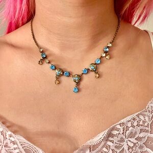 Vintage Avon Blue Orange Diamond Necklace